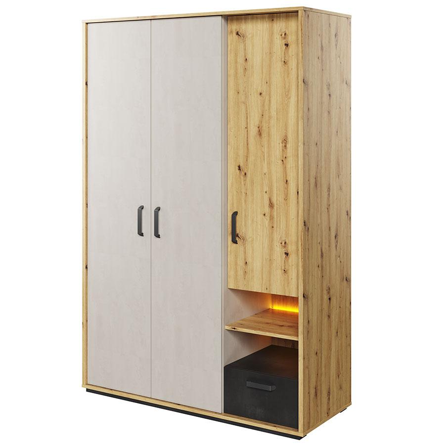 Wardrobe - QUAKER 3 Door Wardrobe Oak Artisan 130cm - Art Nest