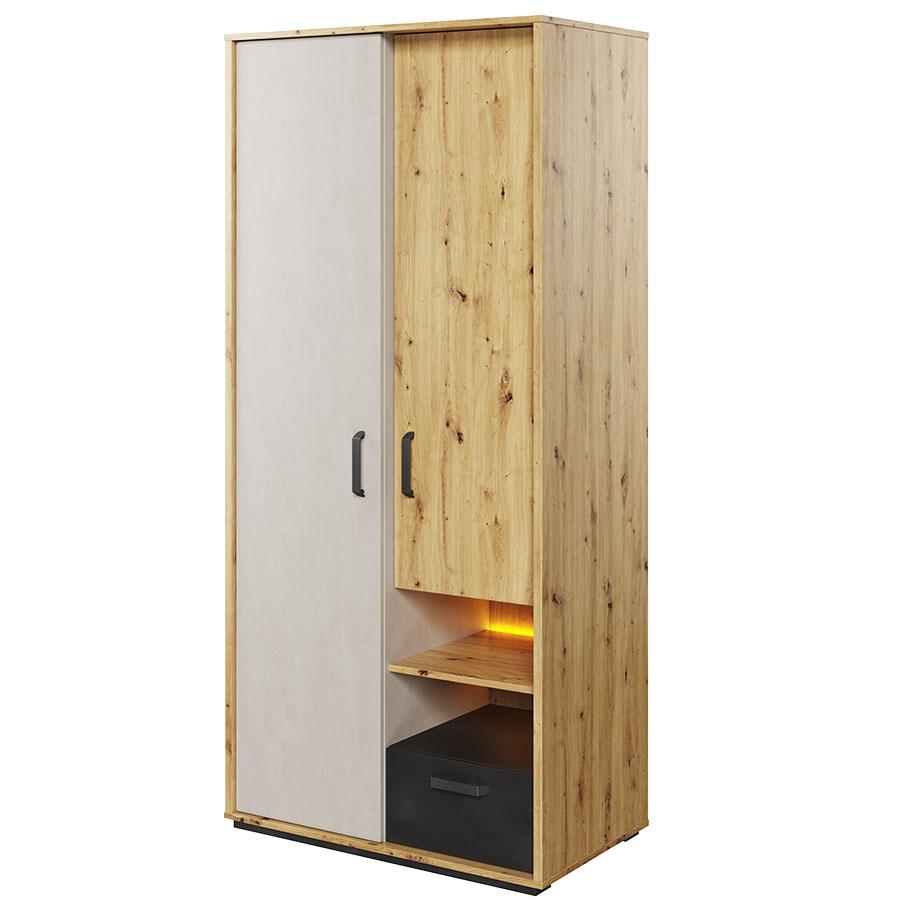 Wardrobe - QUAKER 2 Door Wardrobe Oak Artisan 90cm - Art Nest
