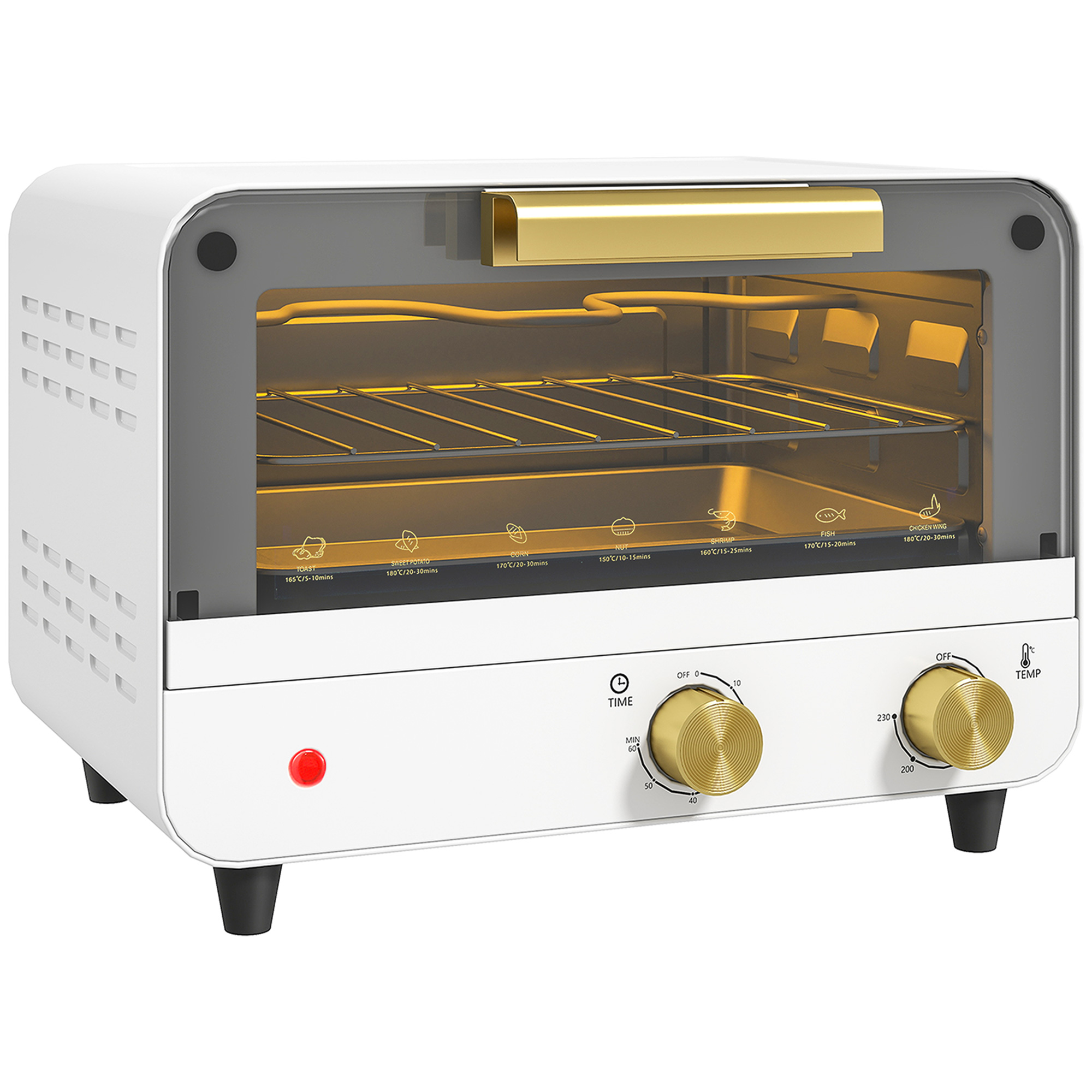 HERON Small Toaster Oven Multifunction Mini Countertop Oven White - Life Essentials