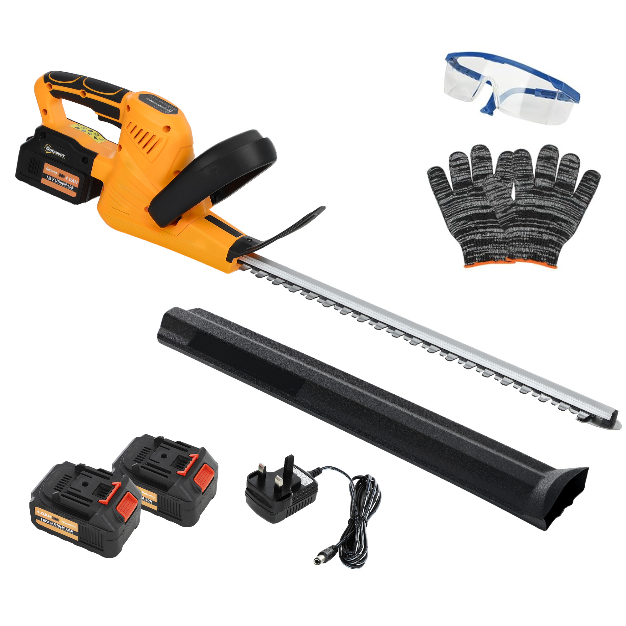 SUNVISTA Cordless Hedge Trimmer Electric Hedge Cutter Orange - Life Essentials