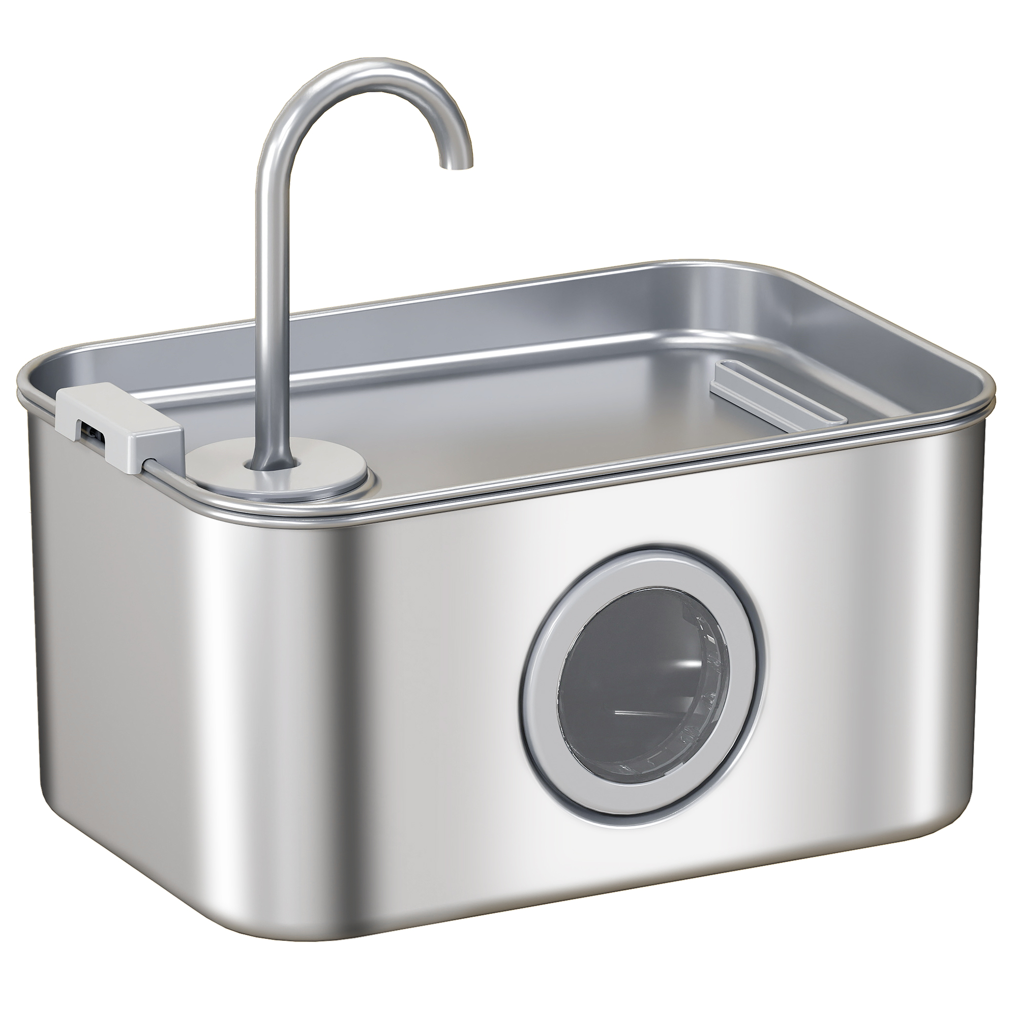 PAWSTER Cat Water Fountain Stainless Steel with Visible Water Level Window - Life Essentials