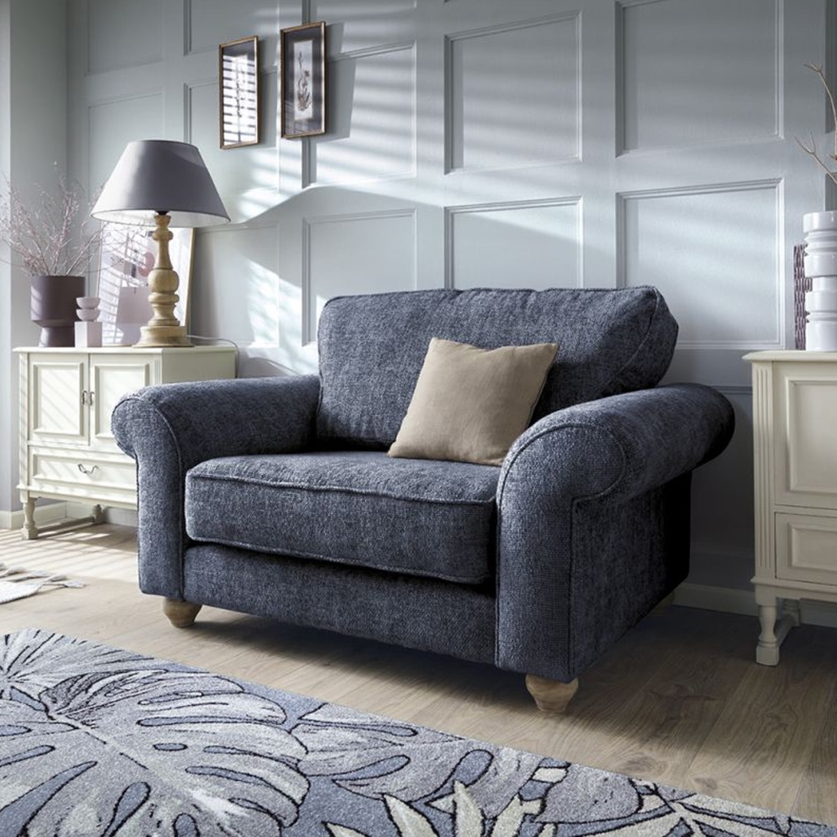 Ingrid Cuddle Chair - Dark Blue - Moonlight Interiors