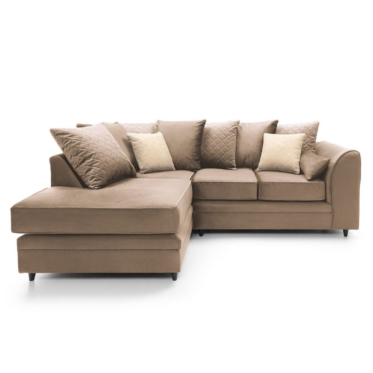 NIOMI Velvet 4 Seater L Shaped - Left Hand Facing Corner Sofa - Tan Brown - Moonlight Interiors