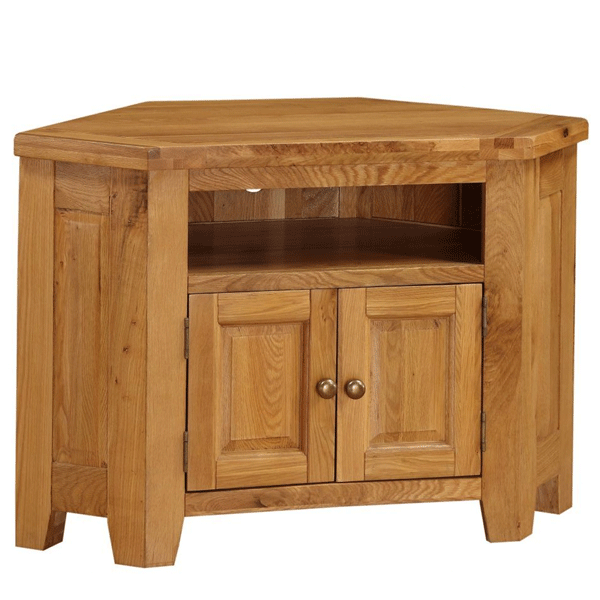 Wycombe Light Oak Finish Corner Entertainment Tv Unit with Storage - Oak - Sigrid Mills