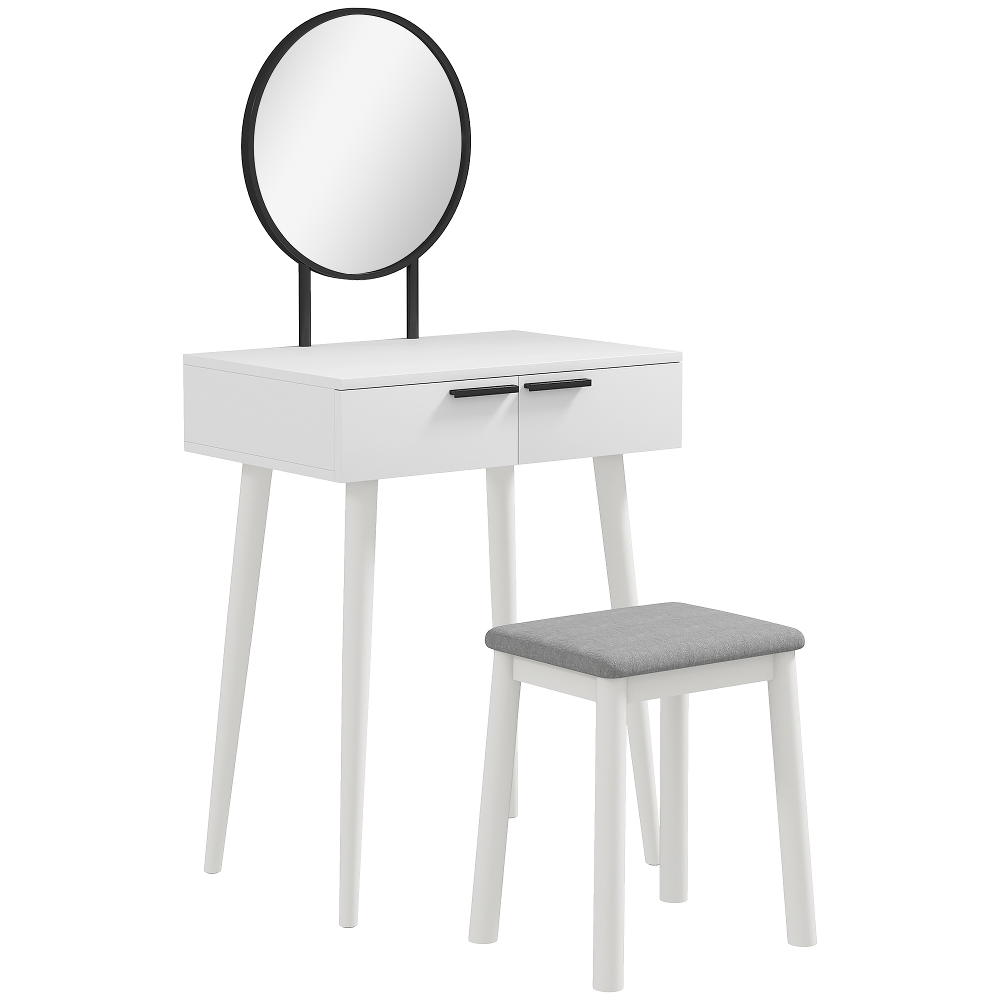 HERON Dressing Table with Mirror and Stool Vanity Makeup Desk Set White - Life Essentials