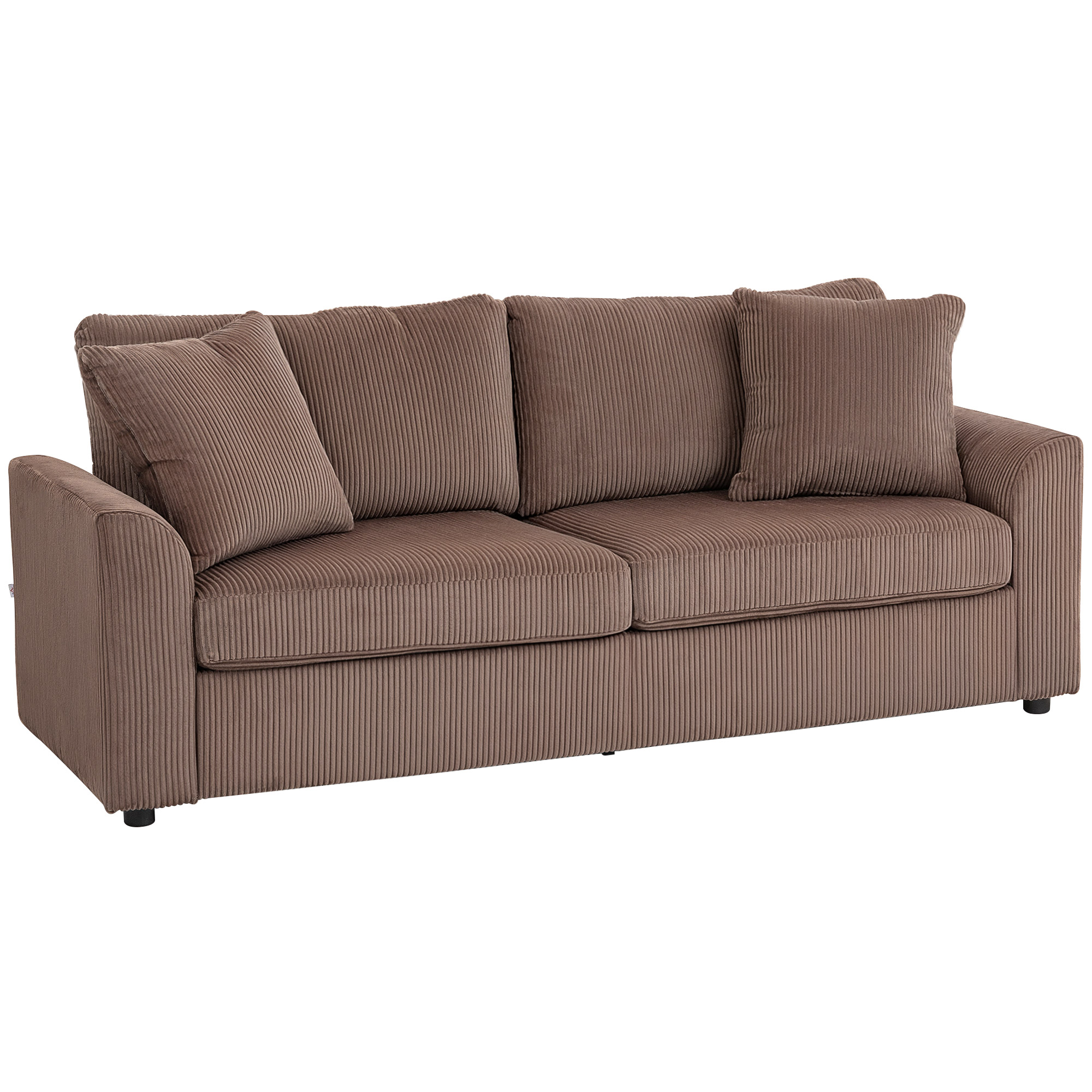 HERON Modern 3 Seater Sofa with Spring Cushion 212 cm Fabric Jumbo Cord Sofa Coffee - Life Essentials