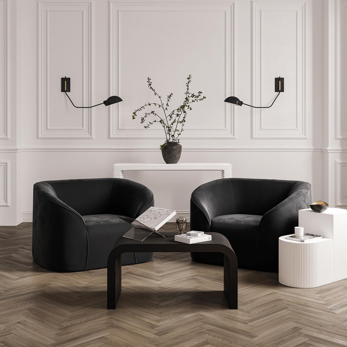 RHEA Wooden Side Table - White - Leeds Plywood