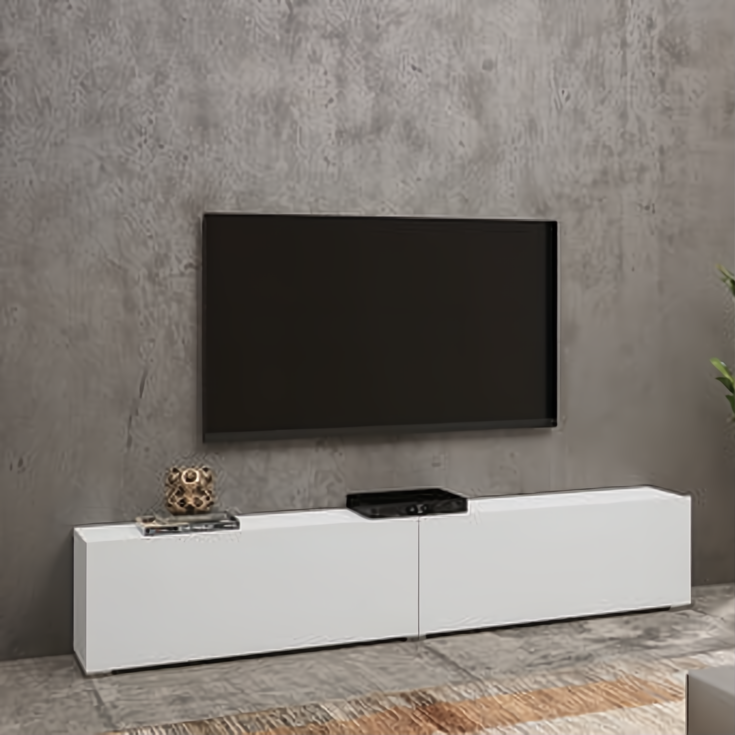 Echo Eden TV Cabinet with 2 Pull Down Doors - White - Art Nest