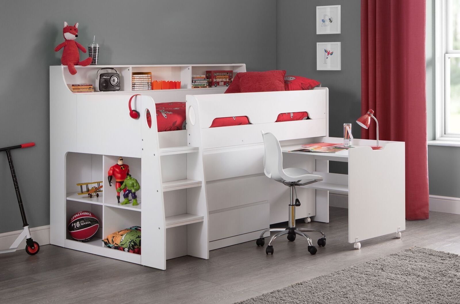 Jupiter Midsleeper Bed - White - JB Collections