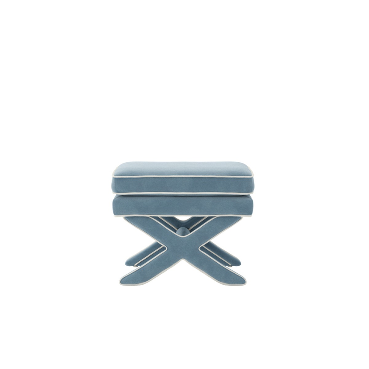 RHOAN Fabric Footstool - Ice Blue - Leeds Plywood