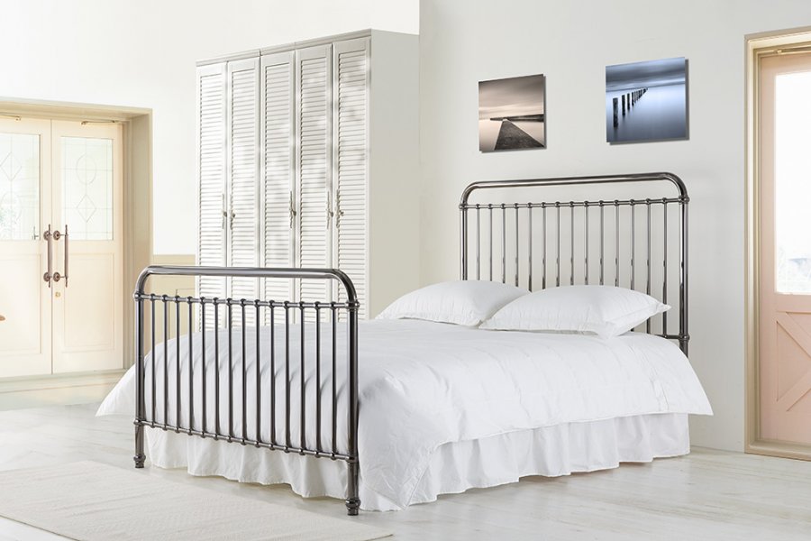 Single Bed - ROSWYN 3ft Metal Bed Black Chrome - Bedland