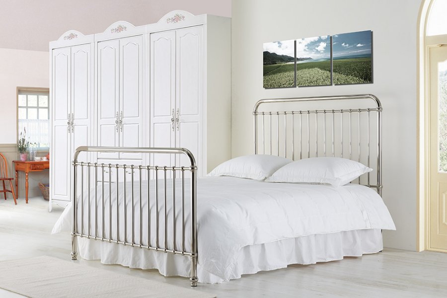 Single Bed - ROSWYN 3ft Metal Bed Chrome - Bedland