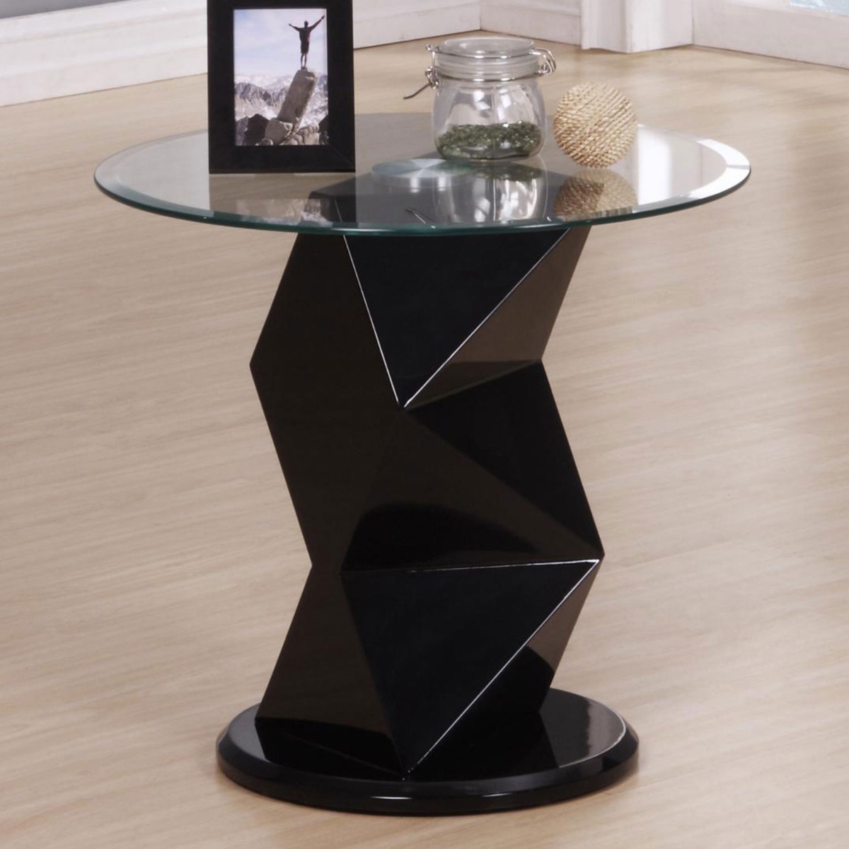 Centralia High Gloss Lamp Table - Black - Sigrid Mills