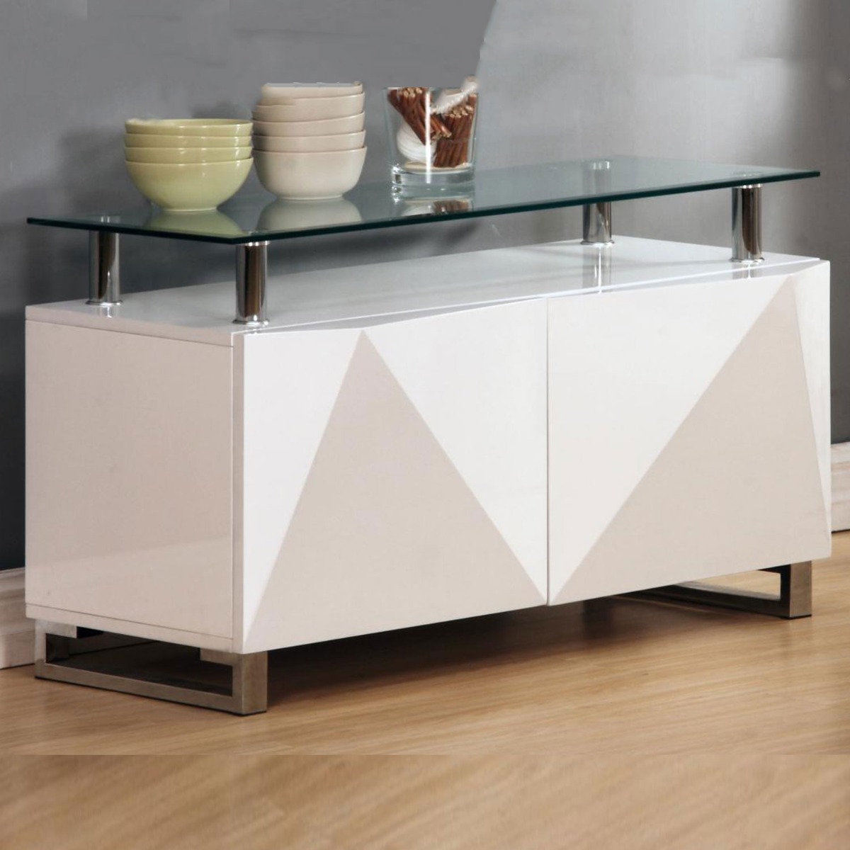 Centralia High Gloss Sideboard with 2 Doors - White - Sigrid Mills