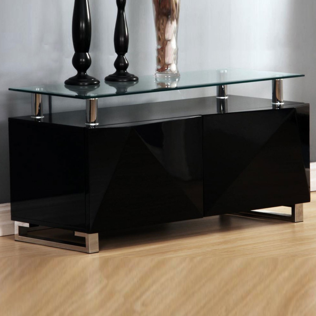 Centralia High Gloss Sideboard with 2 Doors - Black - Sigrid Mills