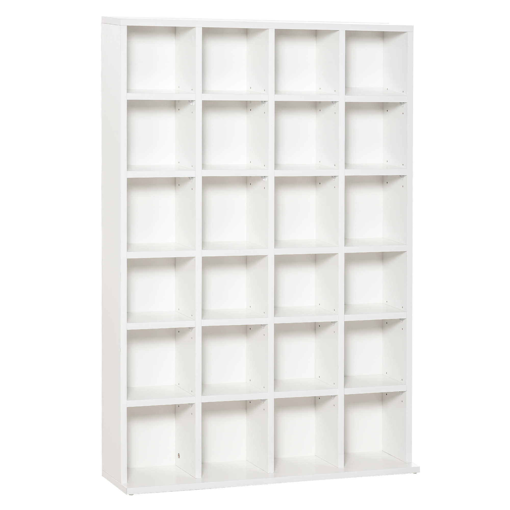 480 CD / 312 DVD Storage Shelf Rack Media Storage Unit Shelves Racks Wooden Bookcase Display Unit with 4 Adjustable Shelves White - Life Essentials