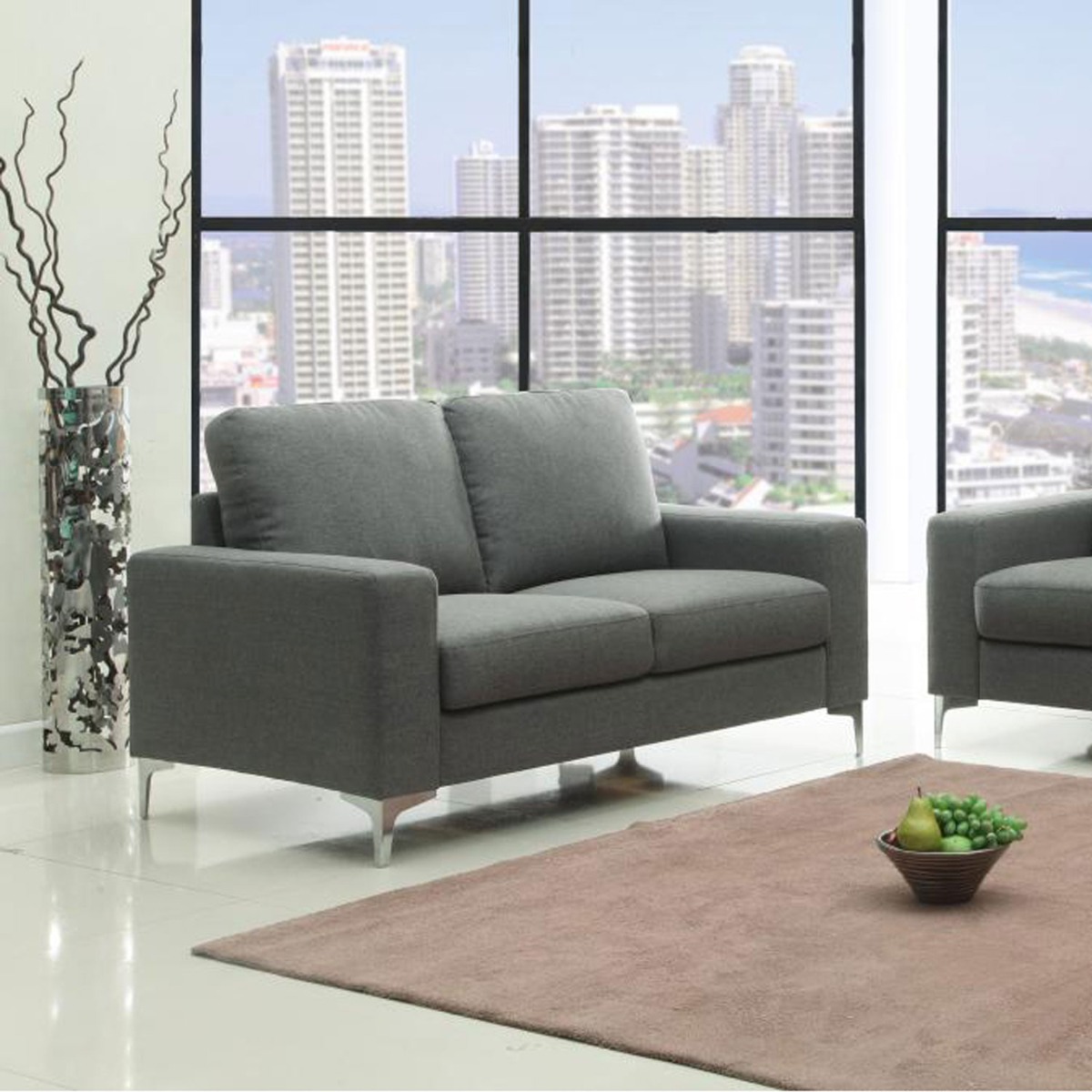Haxton 2 Seater Fabric Sofa - Grey - Sigrid Mills