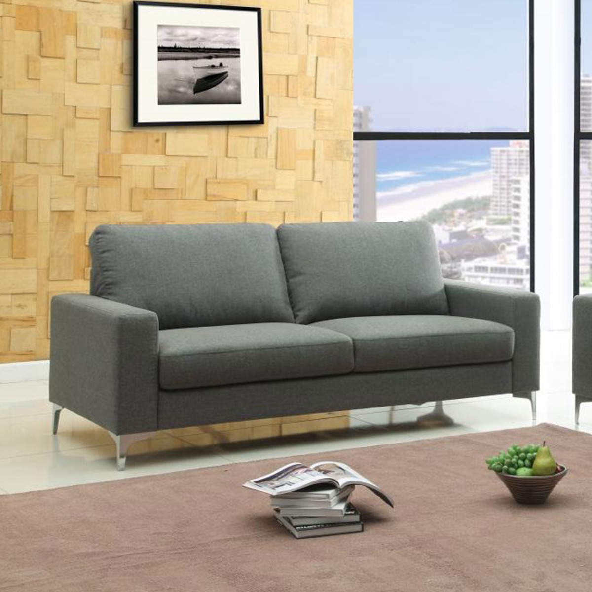 Haxton 3 Seater Fabric Sofa - Grey - Sigrid Mills