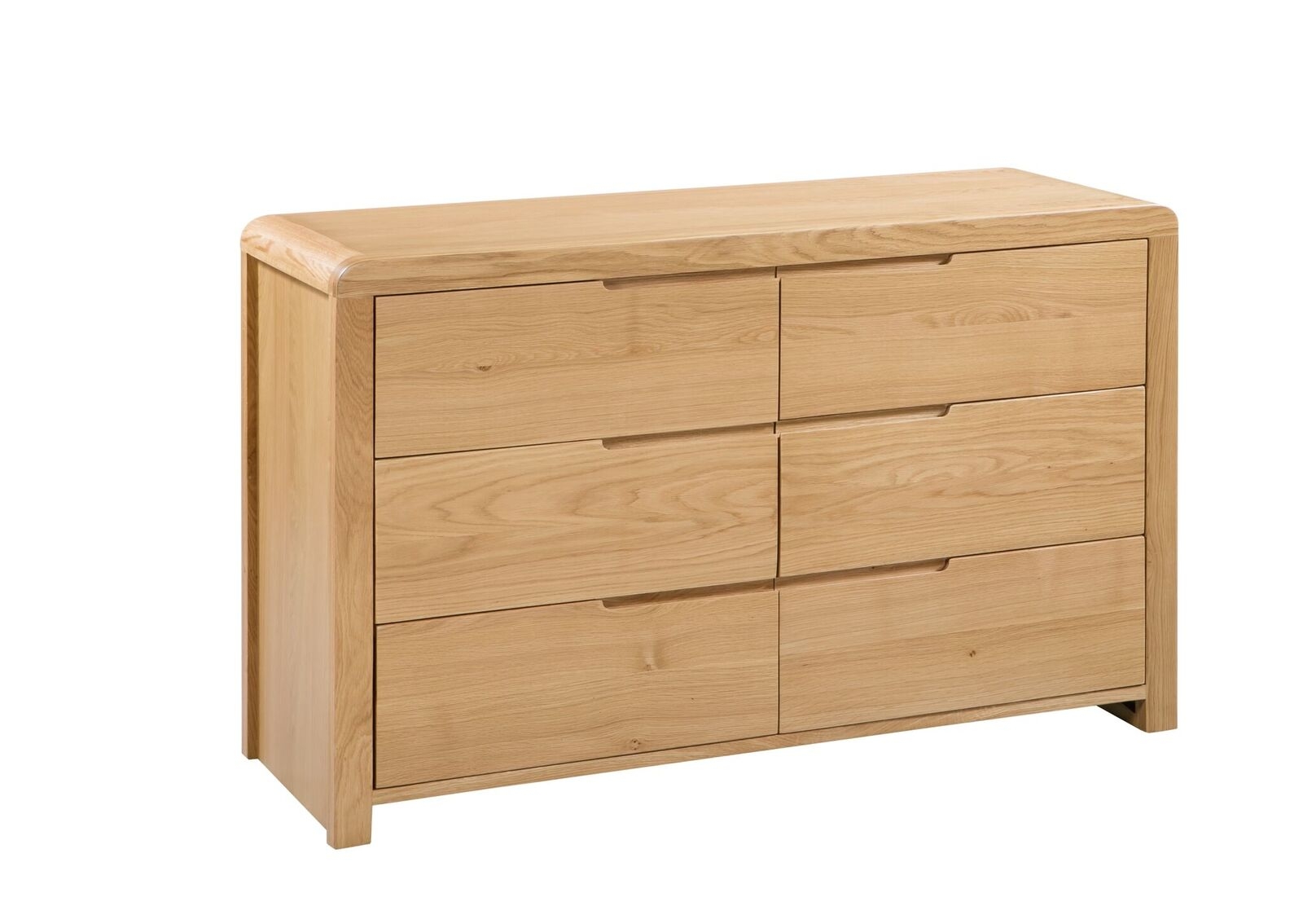 CUBA Oak Finish Chest of Drawers - Large-sized, 6 Drawers - JB Collections