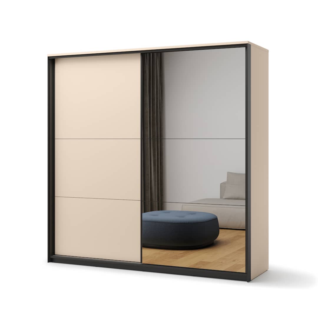 Sliding Wardrobe - LINNA 2 Door Mirrored Wardrobe 220cm - Art Nest