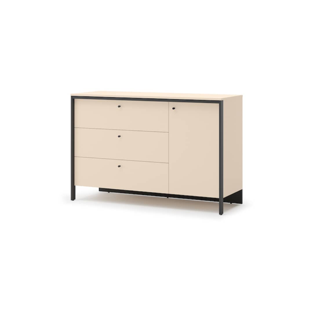 LINNA Beige Chest of Drawers - Extra Large-sized, 3 Drawers, 1 Door - Art Nest