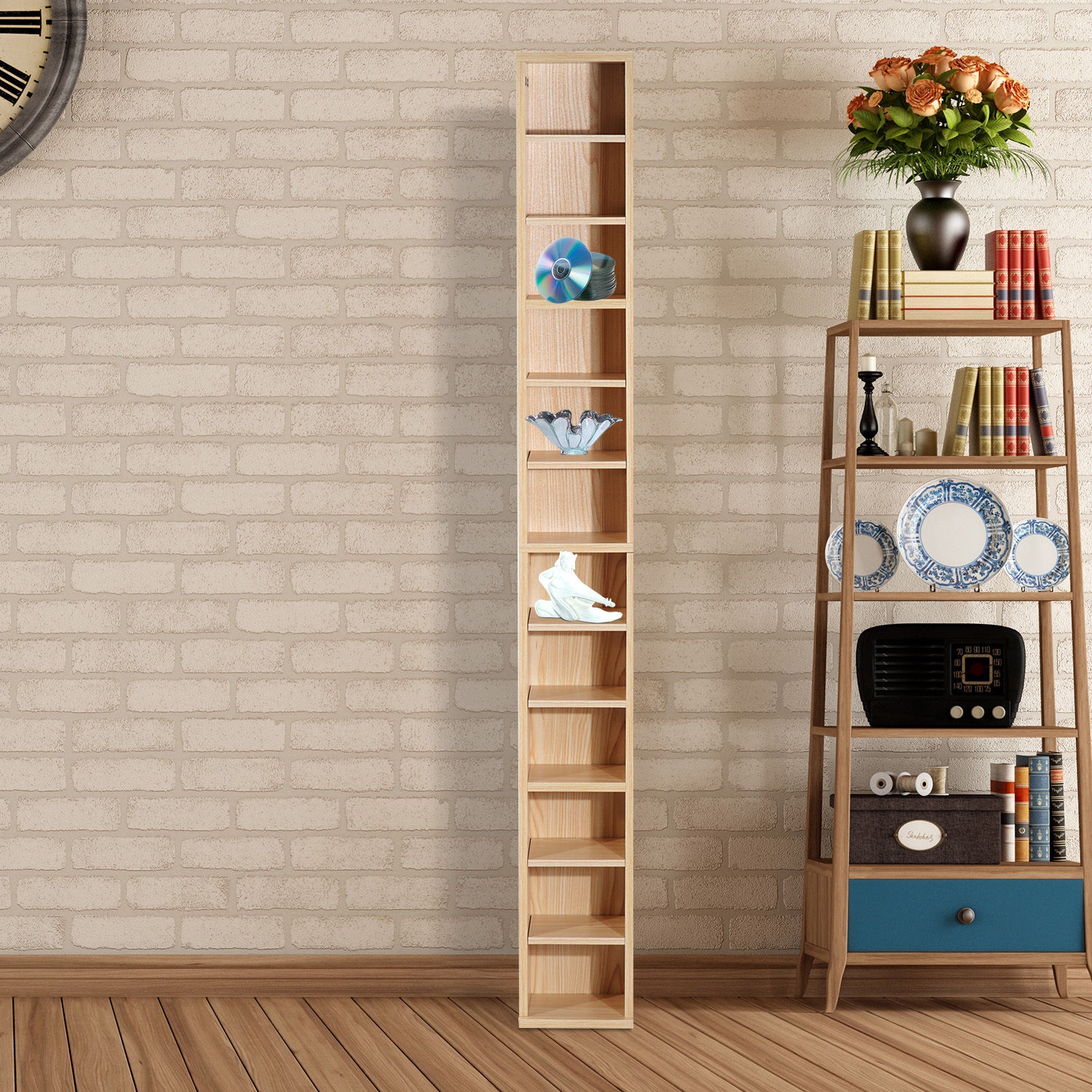 Wooden 12-Tier CD Media Storage Rack - Home Deals