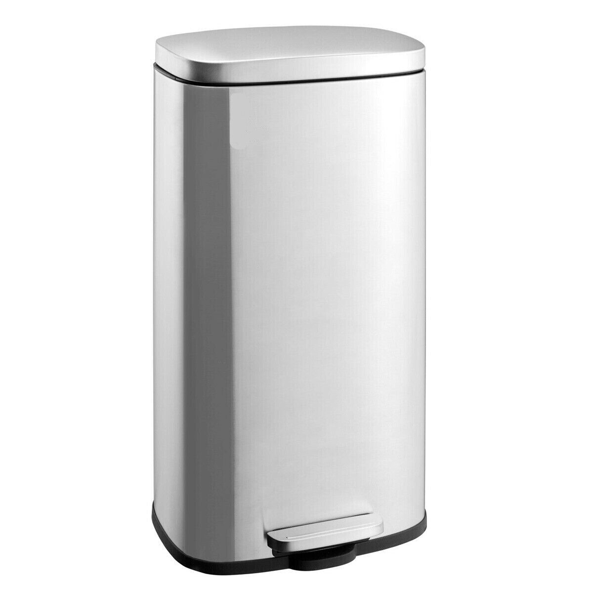 Soft Close Pedal Bin with Stainless Steel - Silver - Bedroom & More