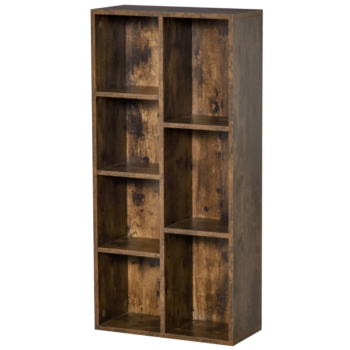 Modern Design 7 Compartment Bookcase Cube Storage - Rustic Brown - Aldo & Ehren