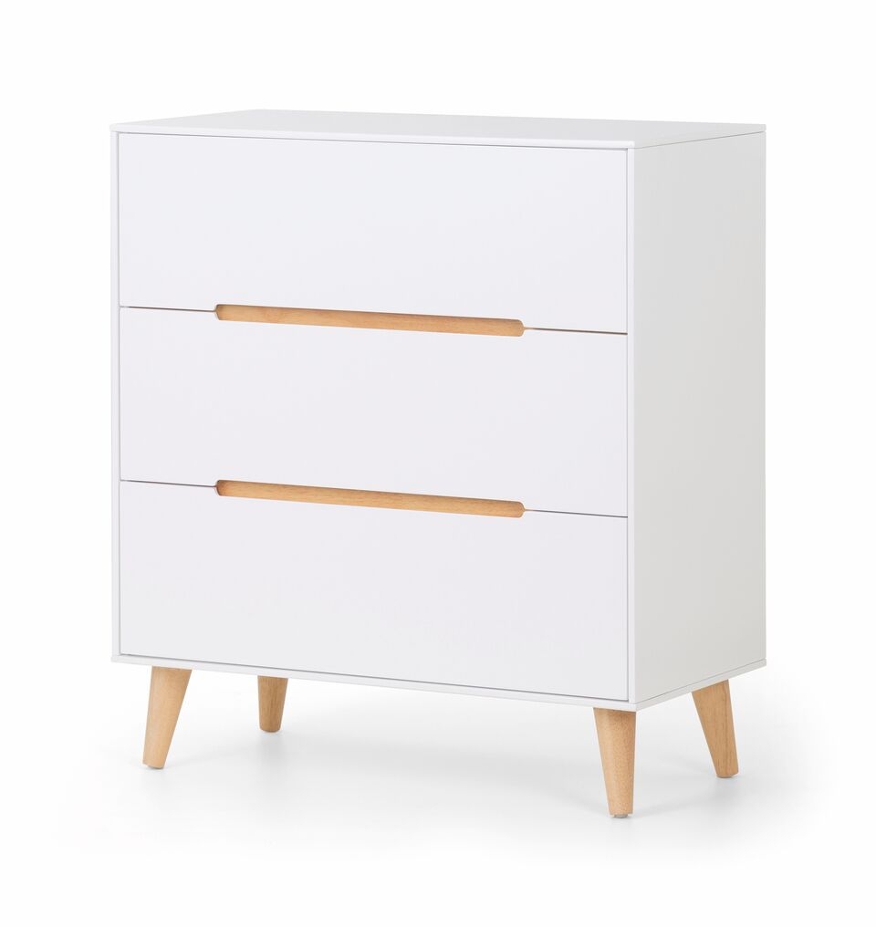 ASTRAL White Chest of Drawers - Medium-sized, 3 Drawers - JB Collections