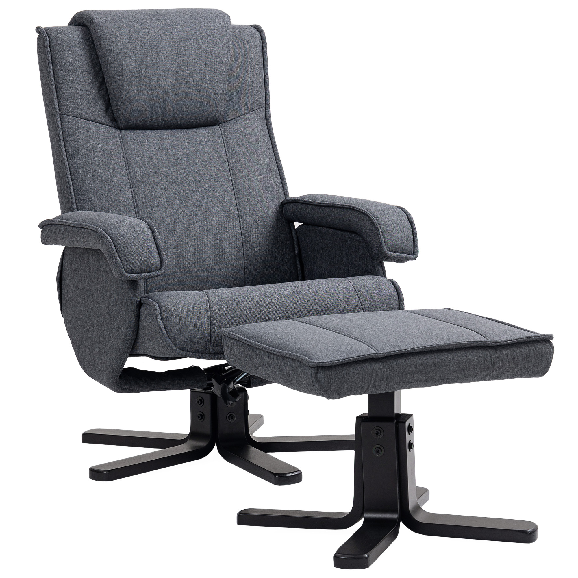 HERON Rocker Swivel Recliner Chair Charcoal Grey Linen - Life Essentials