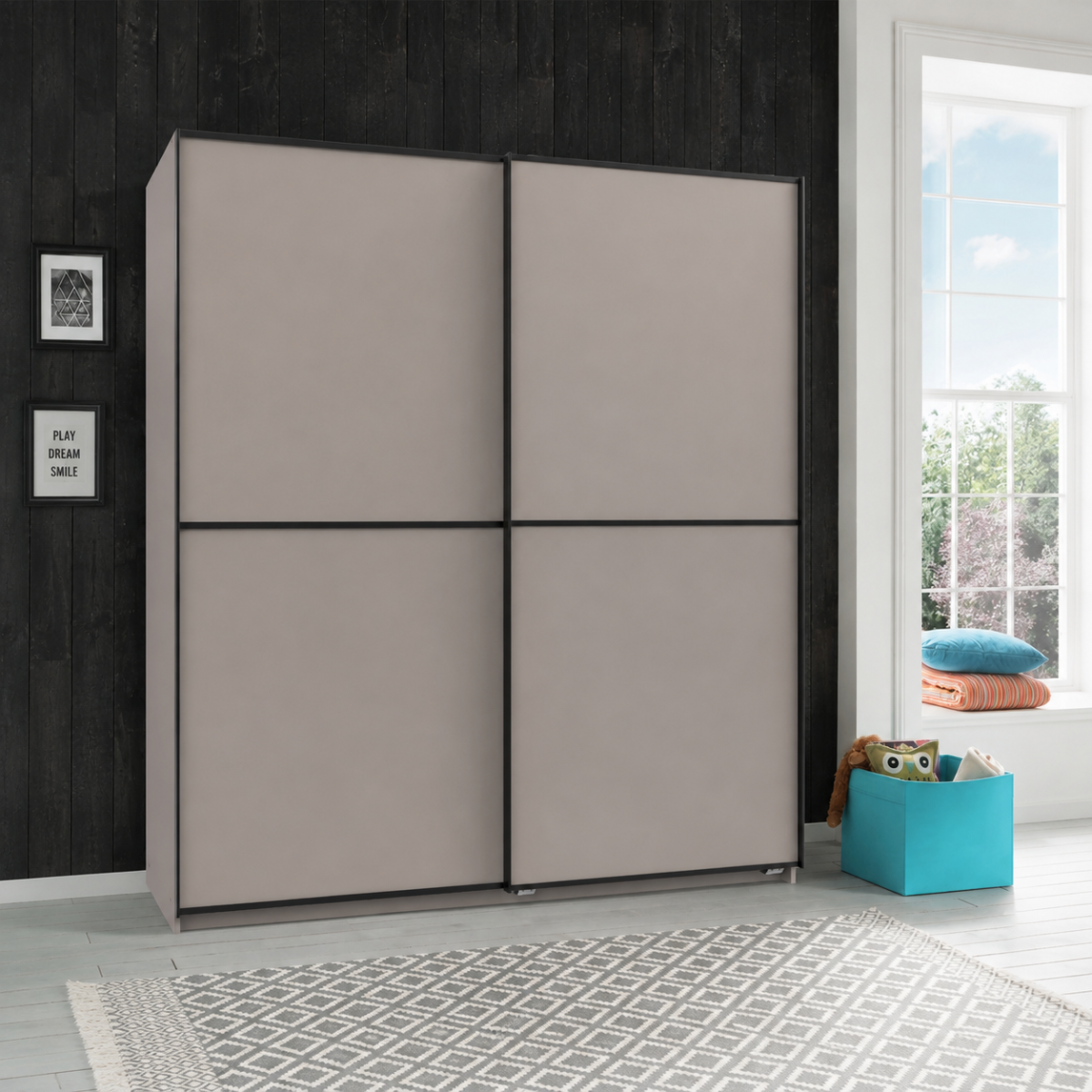 URBAN 2 Door Sliding Wardrobe Grey - 180cm - Wimex Distribution