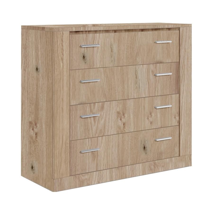 INNISFAIL III Oak Finish Chest of Drawers - Medium-sized, 4 Drawers - Art Nest