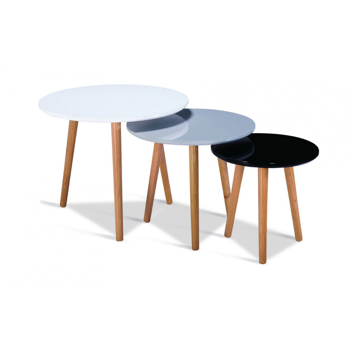 Jaxen High Gloss Nest of Tables with Solid Beech Legs - Sigrid Mills