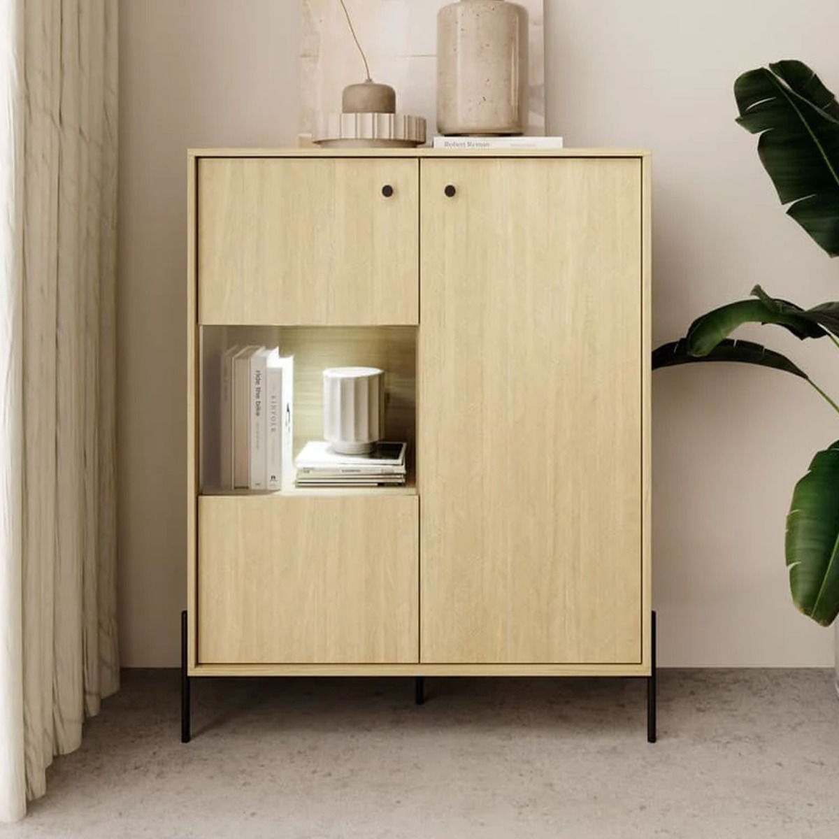 Raven Winx Display Cabinet - Scandi Oak - Art Nest