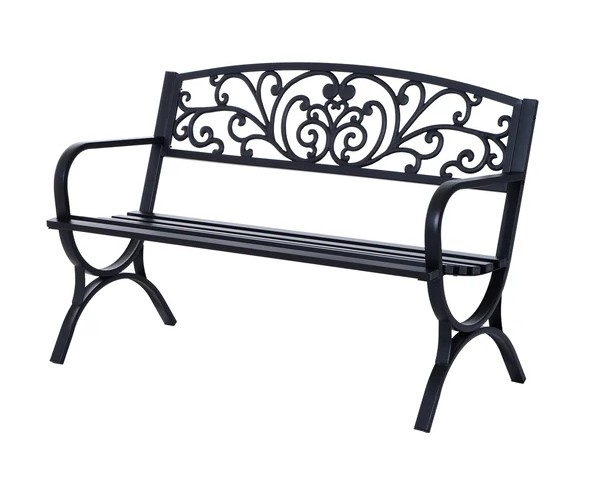Garden Steel Bench - Black - The Garden Savant