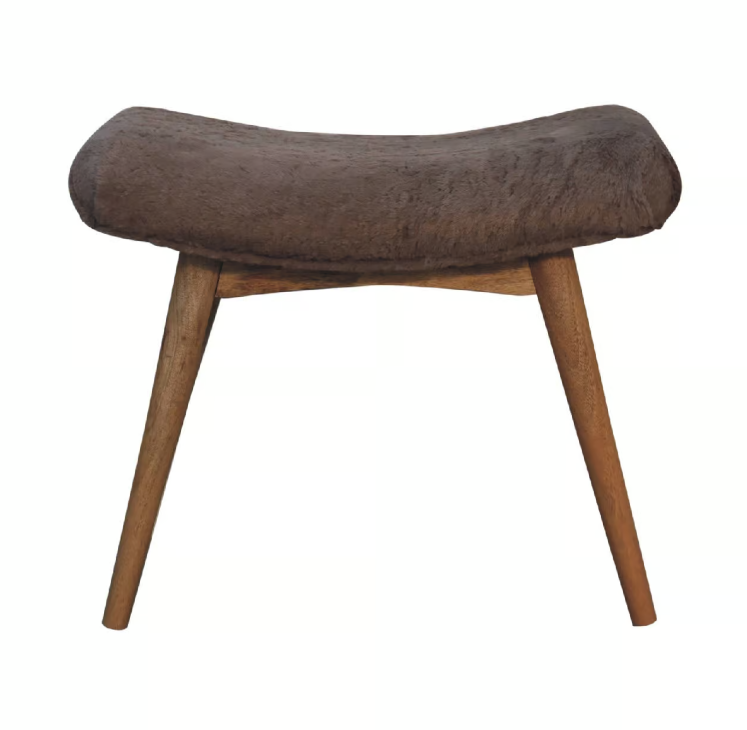 Brea Mocha Faux Fur Curved Bench Nordic Elegance for Any Space - Beasley & Sons