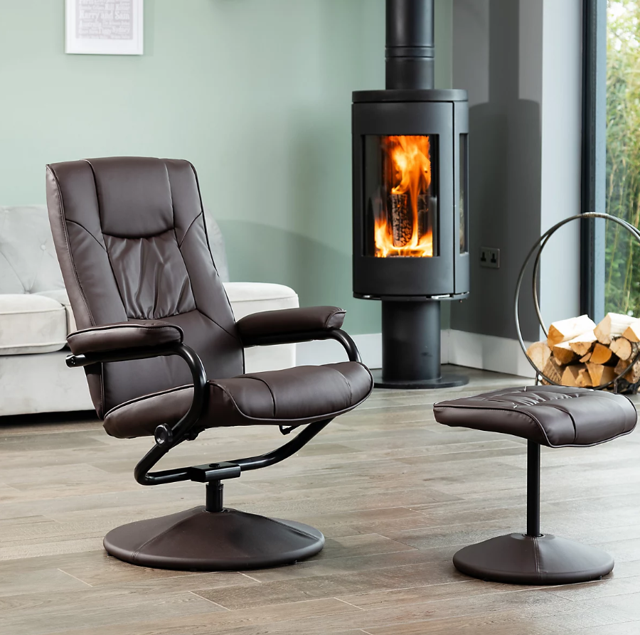 IMPERA Leather Recliner Swivel Chair - Brown - Artemis Home