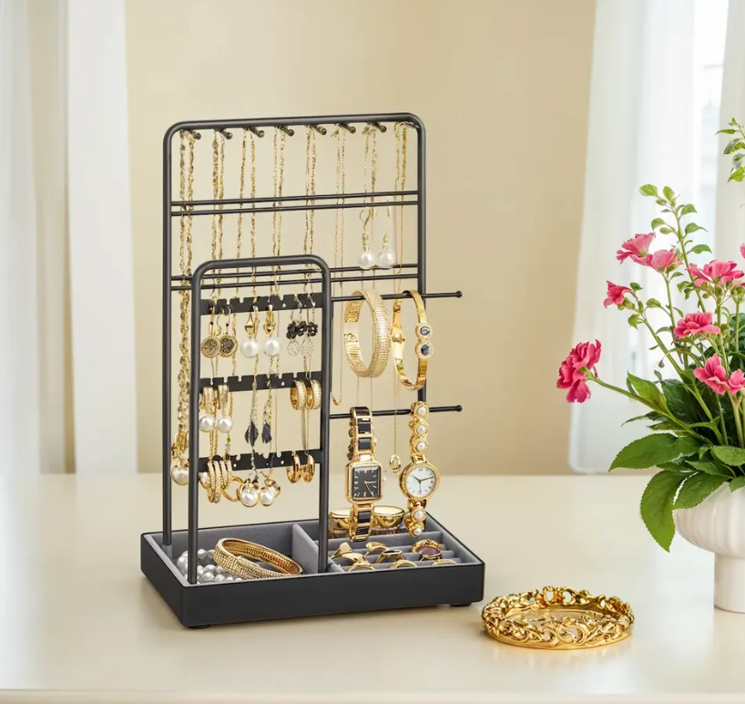 Jewellery Stand - VERRIA Display Holder Metal Frame - Black