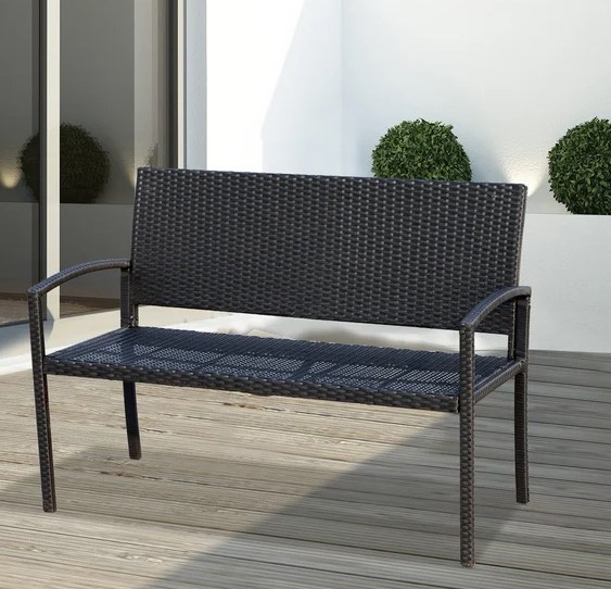 Rattan Chair 2-Seater - Black - The Garden Savant
