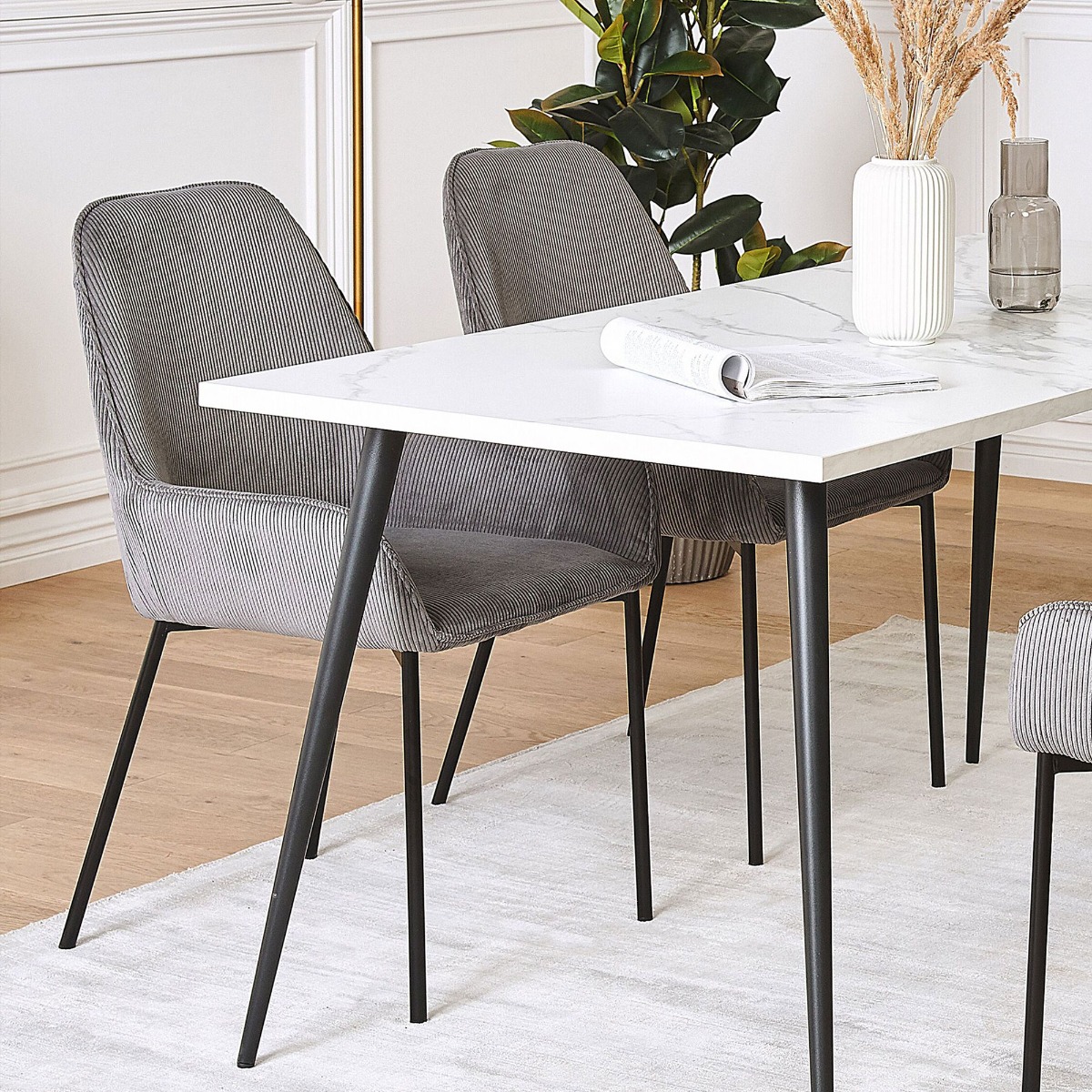 Set of 2 Jumbo Cord Dining Chairs Grey LOVERNA - Gemini Interiors