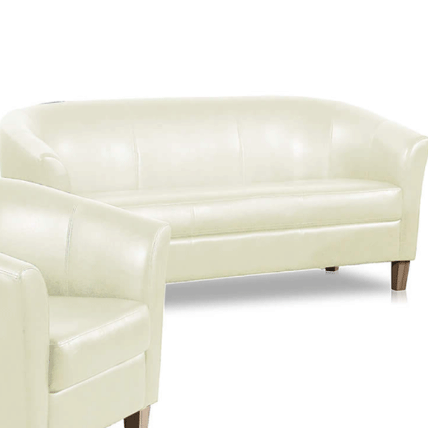 Bexhill 3 Seater Faux Leather Sofa - Cream - Sigrid Mills