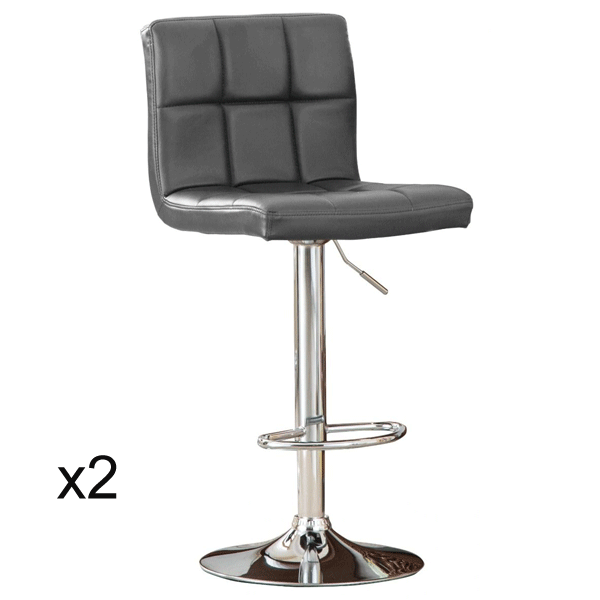 Selkirk Adjustable PU Bar Stools with Chrome Base Grey - Set of 2 - Sigrid Mills