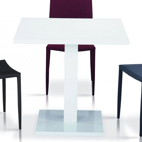 Buxton High Gloss Table with Stainless Steel Base - White - Sigrid Mills