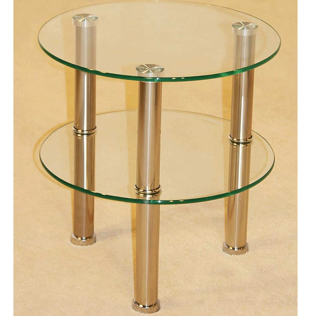 Freshwater Round 2 Shelf Lamp Table - Elegance and Functionality Combined - Clear Glass Top - Sigrid Mills