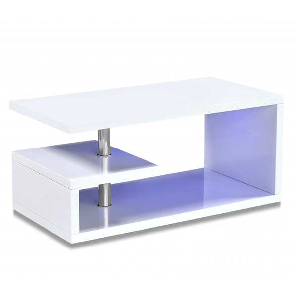 Axminster White High Gloss Coffee Table with LED - Sigrid Mills