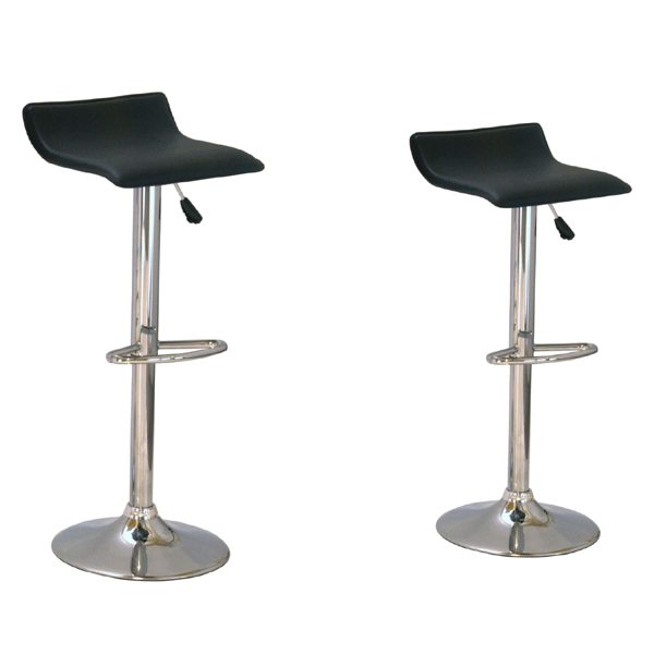 Salford Chrome Bar Stool Pair with Adjustable Features - Black - Sigrid Mills