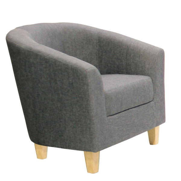 Bexhill Single Seater Linen Fabric Sofa - Dark Grey - Sigrid Mills