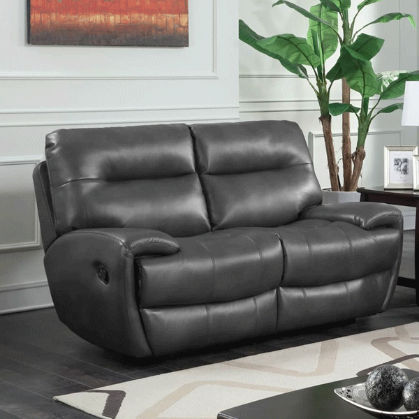 Dorchester 2 Seater Recliner Sofa in Leather Gel and PU - Grey - Sigrid Mills