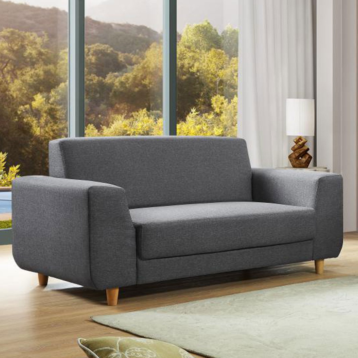 Elegance Redefined Hirwaun Fabric 2-Seater Sofa - Dark Grey - Sigrid Mills