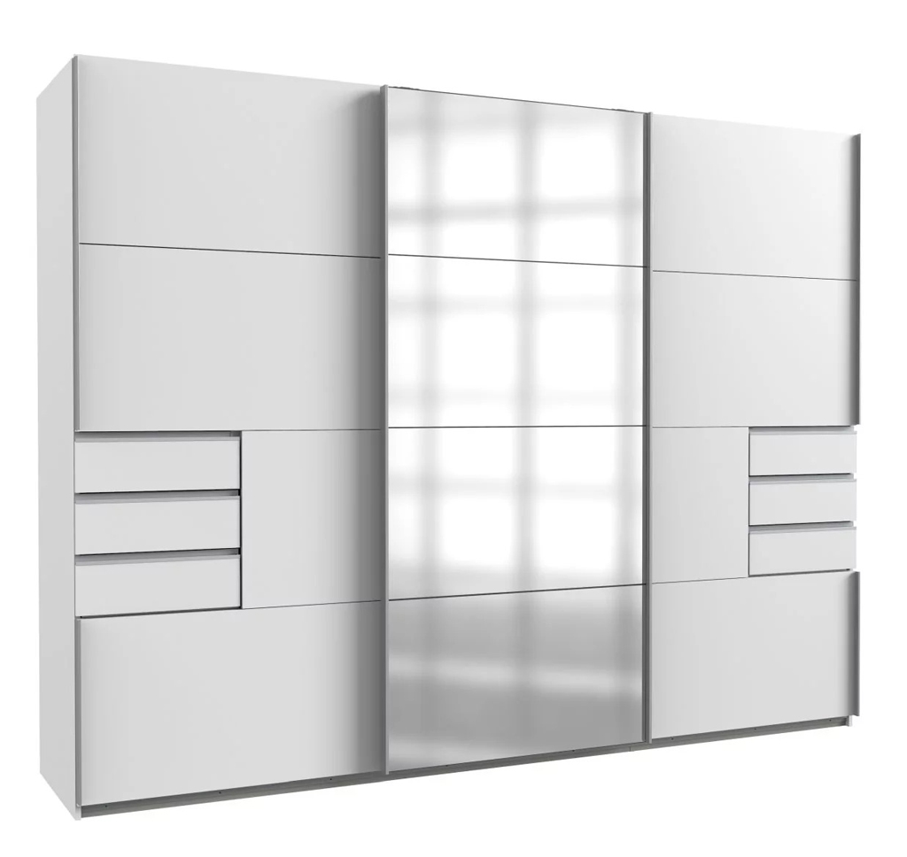 Sliding Wardrobe - SOGO 3 Door Mirrored Wardrobe White 270cm - Wimex Distribution